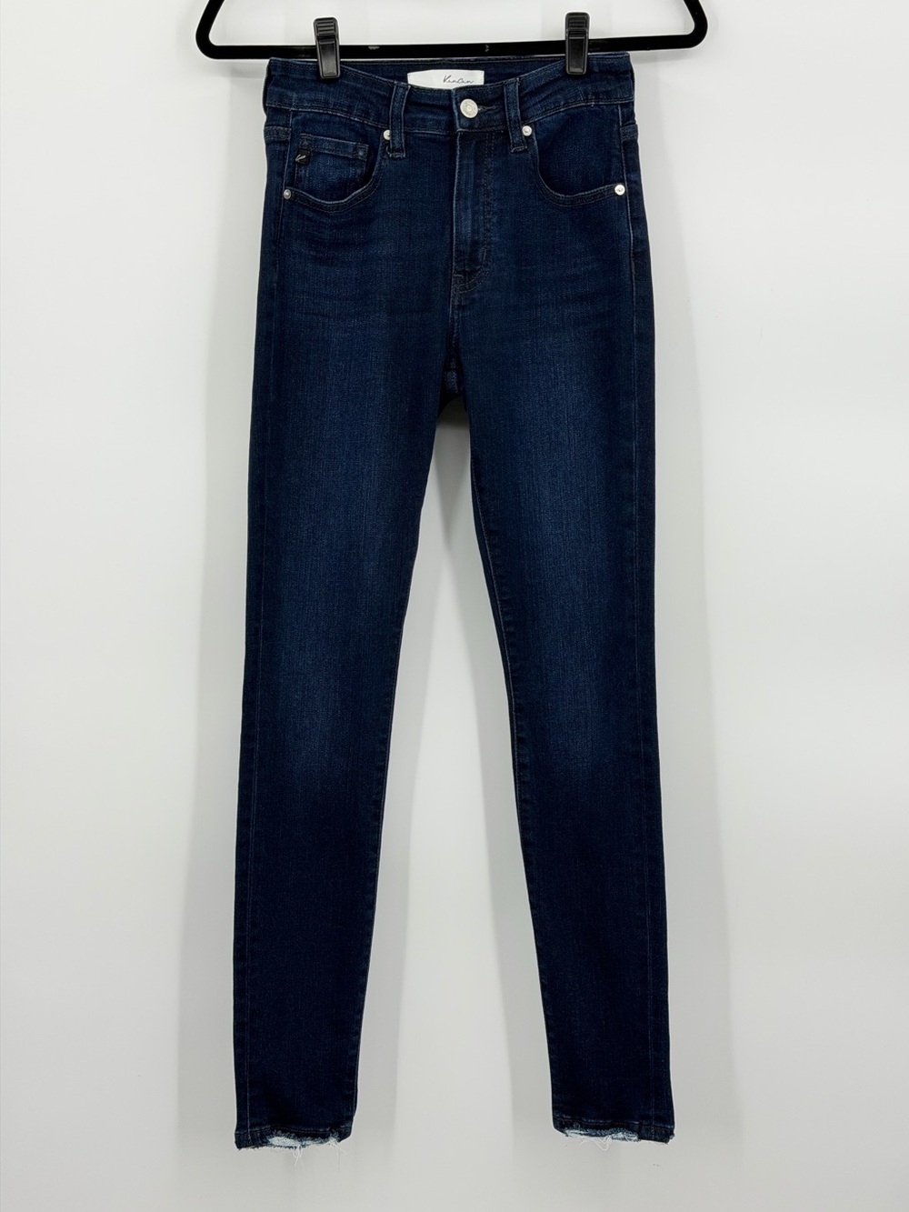 Kancan High Rise Dark Wash Skinny Jeans Raw Hem Size 3/25